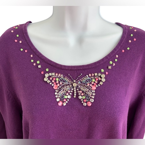 VINTAGE Y2K QUACKER FACTORY BUTTERFLY EMBELLISHED TOP - Picture 2 of 4